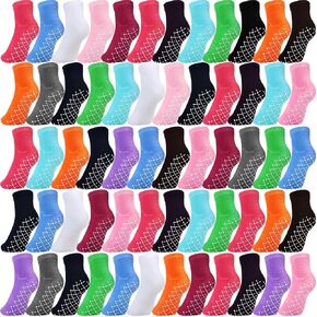 45 Pairs Non Slip Socks Yoga Socks Women Men with Grippers Skid Proof Socks for Hospital Barre Pilates, 15 Colors