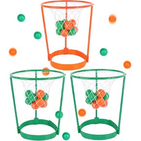 3 Pack Head Hoop Basketball Party Game for Kids and Adults Adjustable Basket Head Headband Game with 40 Balls for Carnival Party Family Indoor Outdoor Backyard Yard Birthday Basketball Games