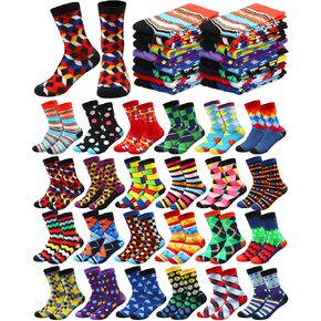 48 Pairs Geometric Socks Bulk Colorful Crew Sock Casual Dress Socks Novelty Geometry Pattern Sock for Men Women Gifts