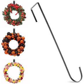 Wreath Hangers for Front Door Stainless Steel Material Wreath Hangers Indoor or Outdoor Over The Door Wreath Hooks for Easter Spring Halloween Christmas Wreath Welcome Decorations(black)