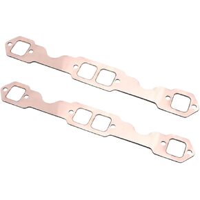 2 Pcs Square Port Copper Header Exhaust Gaskets Reusable Fits For Chevy SB 327 305 350 383