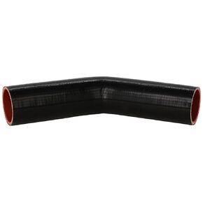 HPS HTSEC45-200-BLK Silicone High Temperature 4-ply Reinforced 45 degree Elbow Coupler Hose, 55 PSI Maximum Pressure, 4" Leg Length on each side, 2" ID, Black