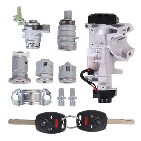 Ignition Switch Lock Cylinder, Door Lock with Immobilizer Keys, Complete Lock Set for Honda Accord 2006 2007