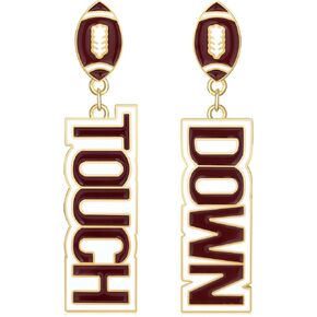 Football Earrings for Women, Pave Rhinestones Football Mom Trio Dangle Earrings, Sports Lover Touchdown Drop Earrings, Football Team Gifts for Women Jewelry