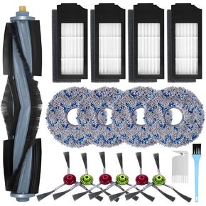 Accessories Kit for Ecovacs Deebot X1 Omni / T10 Omni, Replacement Parts for Ecovacs Deebot X1 Turbo Vacuum Cleaner, 1 Main Brush, 4 HEPA Filters, 6 Sidebrushes, 4 Mop Pads