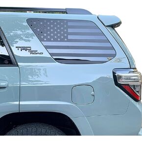 Rear Window American Flag Decal Fits Toyota 4Runner 5th Gen 2010-2017 2018 2019 2020 2021 2022 2023 2024, Precut Back Side Window Glass USA Flag Vinyl Sticker Accessories(Matte Black)