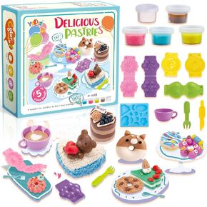 YiQis Kitchen Creations Sushi Play Food Sets for Kids Ages 4-8, Kitchen Play Toy for Kids Ages 2-4,with 5 Compound Dough Colors, 1-Ounce Cans,Multicolour