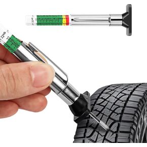 Car Tire Tread Depth Gauge, Tire Depth Gauge with Six-Sided Smart Color Coded, Tire Tread Depth Measurement Tool for Most Auto Truck SUV, Universal Car Accessories (1 PCS)