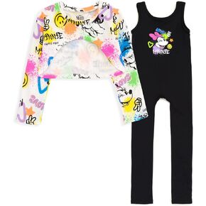 Disney Minnie Mouse Girls Jumpsuit and Fleece Shrug Outfit Set Little Kid to Big Kid Sizes (4-14-16)