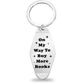 CENWA Bookish Book Lover Motel Keychain On My Way To Buy More Books Funny Gifts for Her Car Accessories