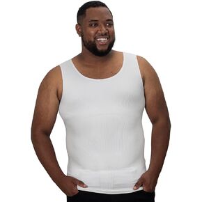 QORE LOGIQ Gynecomastia Compression Shirt Men - Slimming Undershirt for Mens Shapewear, Body Shaper Compression Tank Top White