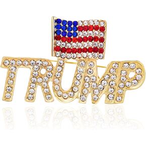 1/2/4Pcs Trump Pin with USA Flag,Show Your Support for Trump Crystal Lapel Brooches for United States of 2024 Presidential Election President Trump Maga Merchandise