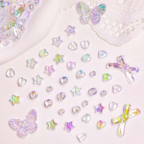 500 Pcs ABS Imitation Pearl Beads Star Heart Bowknot Circle Flower Beads White Aesthetic Beads for Jewelry Making Bracelets Necklaces Earrings Key Chains Accessories DIY Crafts Vase Filler