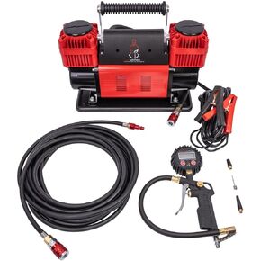 Thor's Lightning Bolt Portable 12v True Dual Air Compressor 10.6 CFM with Digital Pressure Gauge, Single-Tire Inflator/Deflator Air Gun