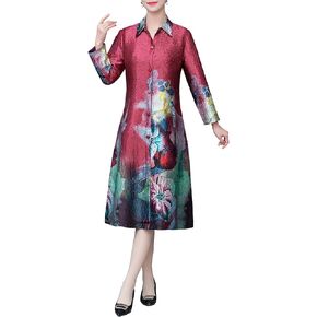 Women's Abstract Flowers Buttoned Reversible Chinese Coat