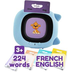 بطاقات فلاش ZEENKIND الفرنسية والإنجليزية الناطقة للأطفال الصغار من 2 إلى 4 سنوات | 112 بطاقة تعليمية، 224 كلمة، ألعاب التوحد لعلاج النطق بالجيب للأطفال والرضع 1-3 | لعبة تعليمية لكلمات البصر ثنائية اللغة
