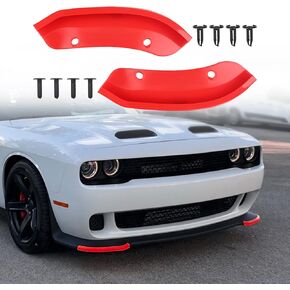 JDMON Front Bumper Lip Splitter Protector Compatible with Dodge Challenger SRT Hellcat 2015-2021 2015 2016 2017 2018 2019 2020 2021, SRT Challenger Accessories, Not for Widebody, Red, 2pcs