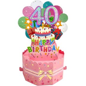 Aimto 60th Birthday Cards 3D Popup Birthday Greeting Cards - Funny Pop Up Birthday Card Gifts for Girls Boys, with Blank Note and Envelope Included (pink)