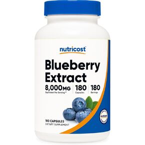 Nutricost Blueberry Extract 8000mg Strength, 180 Capsules - Vegetarian, from 160mg 50:1 Extract, Gluten Free and Non-GMO