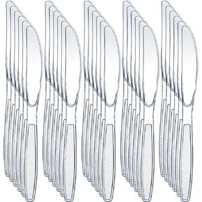 Clear Plastic Knives - (Bulk Pack 180) Disposable Plastic Utensils Heavy Duty Knives, Silverware Cutlery Sets for Party Supplies, Dinners, Buffets, Take-Out, Catering, Food Services