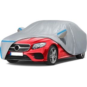 Car Cover for 2006-2024 Mercedes Benz E-Class Sedan E300 E350 E450/E43 E53 E63 AMG, Waterproof Custom-fit All Weather Sun Rain UV Snow Protection Outdoor Car Cover with Zipper Door & Cotton Lining