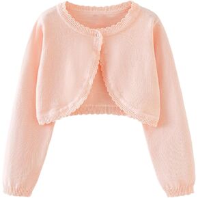 Toddler Girls Cardigan Long Sleeve Bolero Shrug Kids Knit Sweater Cover Up Button Closure Cropped Tops