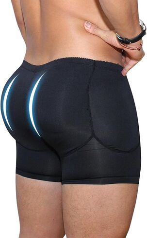 Mens Padded Underwear Butt Enhancer High Waisted Shapewear Butt Lifter Boxers with Detachable Pads in Saudi Arabia