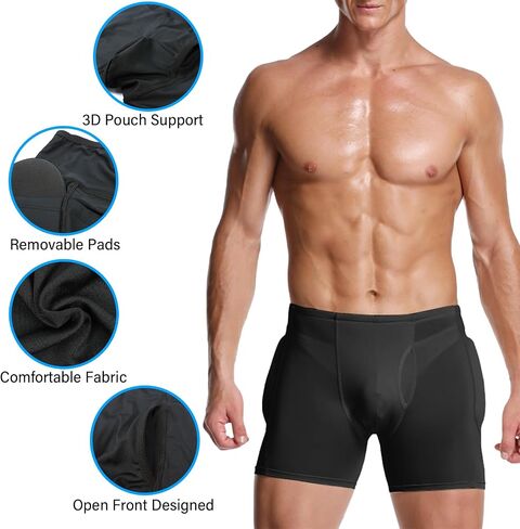 Mens Padded Underwear Butt Enhancer High Waisted Shapewear Butt Lifter Boxers with Detachable Pads in Saudi Arabia