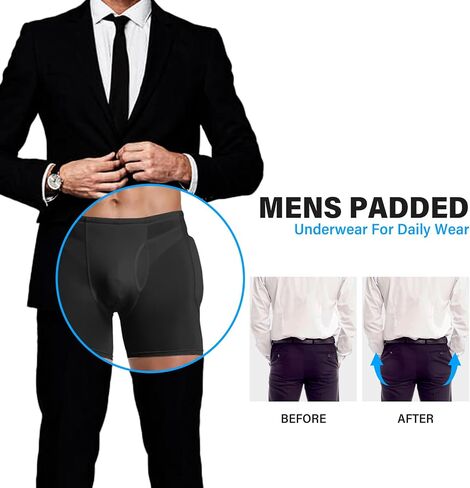 Mens Padded Underwear Butt Enhancer High Waisted Shapewear Butt Lifter Boxers with Detachable Pads in Saudi Arabia