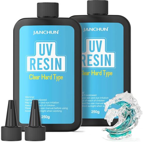 JANCHUN Clear UV Resin kit - Upgraded 300g Ultraviolet UV Resin Glue Hard Type, Low Odor, Fast Curing UV Epoxy Resin Color Pigment for Jewelry Making kit, DIY Crafts Resin Molds Coating and Beginners in Kuwait