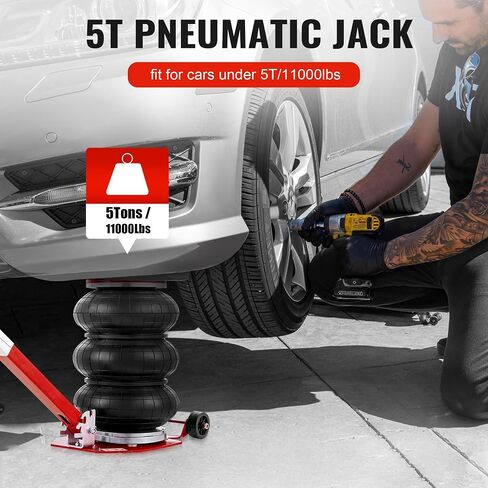 Air Jack 5 Ton 11000lbs Pneumatic Jack 3s Fast Lifting Height Up to 16Inch, Air Jacks for Cars with Adjustable Long Handle Heavy-Duty Triple Bag Air Jack Red in Saudi Arabia