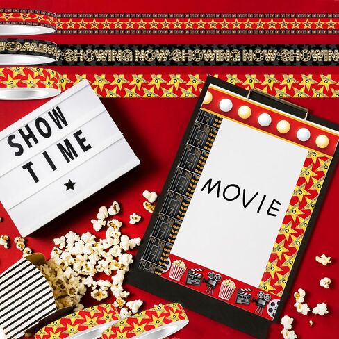 12 Rolls Movie Night Decorations - 0.6 inch X 16Ft, Perfect for Movie Night Supplies, Classroom Bulletin Board Borders, Hollywood Theme Party Decorations Washi Tape for Outdoor Movie Night in Saudi Arabia