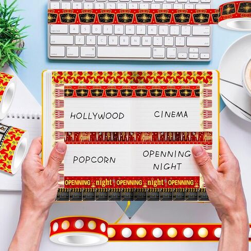 12 Rolls Movie Night Decorations - 0.6 inch X 16Ft, Perfect for Movie Night Supplies, Classroom Bulletin Board Borders, Hollywood Theme Party Decorations Washi Tape for Outdoor Movie Night in Saudi Arabia