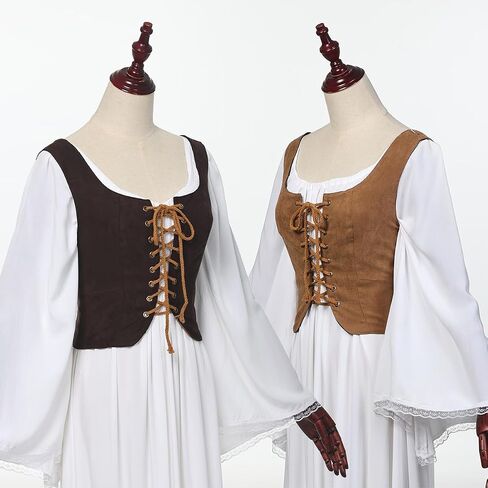 Women's Reversible Suede Vest Renaissance Pirates Vest Steampunk Gothic Medieval Corset Top in Saudi Arabia