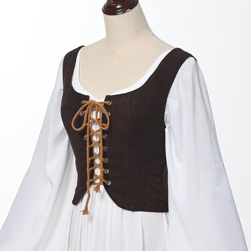 Women's Reversible Suede Vest Renaissance Pirates Vest Steampunk Gothic Medieval Corset Top in Saudi Arabia