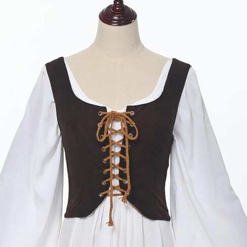 Women's Reversible Suede Vest Renaissance Pirates Vest Steampunk Gothic Medieval Corset Top in Saudi Arabia