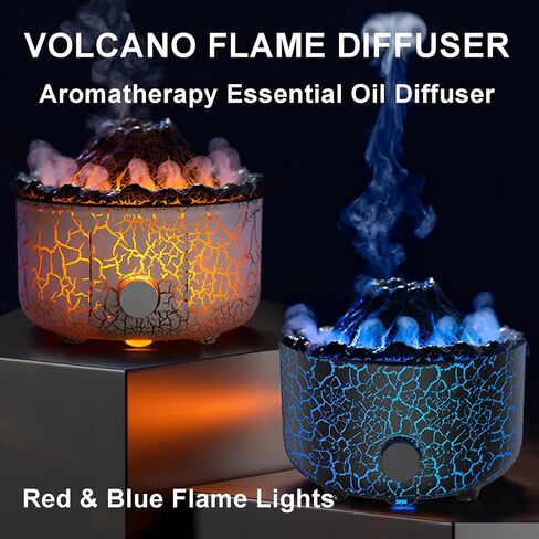 YALEDI Aromatherapy Essential Oil Diffuser, 560ml Ultrasonic Cool Mist Diffuser/Humidifier with Flame & Volcano 2 Mist Mode, for Bedroom,Office,Home, Timer & Auto Shut-Off, Remote Control, Gift in Kuwait