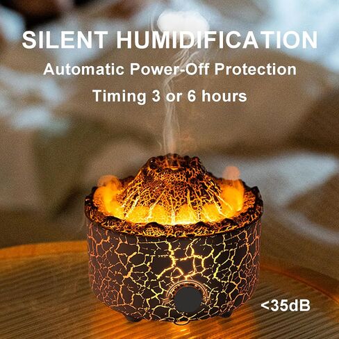 YALEDI Aromatherapy Essential Oil Diffuser, 560ml Ultrasonic Cool Mist Diffuser/Humidifier with Flame & Volcano 2 Mist Mode, for Bedroom,Office,Home, Timer & Auto Shut-Off, Remote Control, Gift in Kuwait