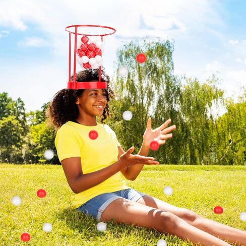 3 Pack Head Hoop Basketball Party Game for Kids and Adults Adjustable Basket Head Headband Game with 40 Balls for Carnival Party Family Indoor Outdoor Backyard Yard Birthday Basketball Games in Kuwait