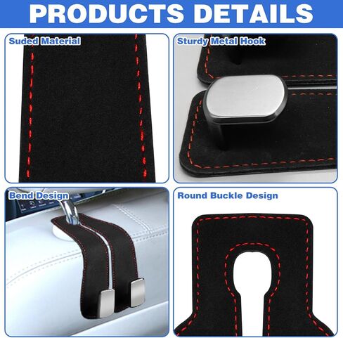 CANIPHA 4Pcs Car Seat Hooks for Headrest, Double Hook Purse Hook for Car Applies to Purse Hanger for Car Headrest Hook Car Purse Hook, Storage Headrest Hooks for Car Purse Holder for Car Tool(Black) in Saudi Arabia