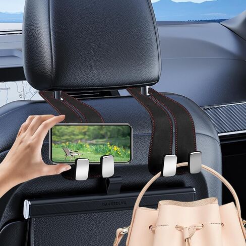 CANIPHA 4Pcs Car Seat Hooks for Headrest, Double Hook Purse Hook for Car Applies to Purse Hanger for Car Headrest Hook Car Purse Hook, Storage Headrest Hooks for Car Purse Holder for Car Tool(Black) in Saudi Arabia