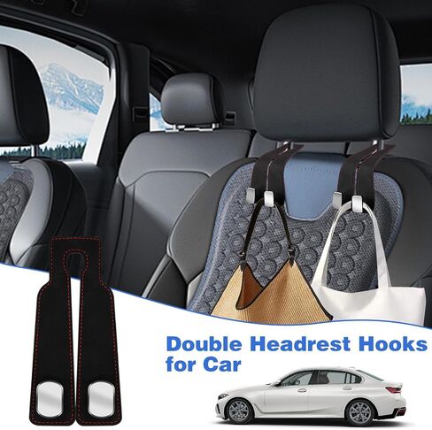 CANIPHA 4Pcs Car Seat Hooks for Headrest, Double Hook Purse Hook for Car Applies to Purse Hanger for Car Headrest Hook Car Purse Hook, Storage Headrest Hooks for Car Purse Holder for Car Tool(Black) in Saudi Arabia