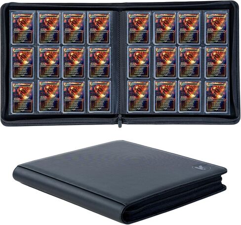 KUOOKING Top loader Binder - Holds 384+ Top Loaders for Cards, 12 Pocket TopLoader Binders with Sleeves for 3" x 4" Rigid Card Holders for standard card(Black)) in Saudi Arabia