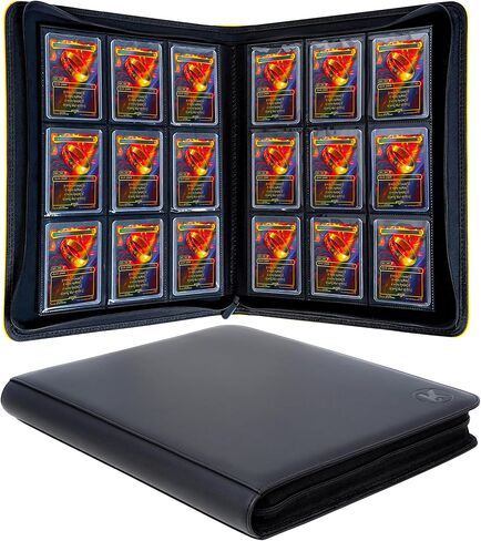 KUOOKING Top loader Binder - Holds 384+ Top Loaders for Cards, 12 Pocket TopLoader Binders with Sleeves for 3" x 4" Rigid Card Holders for standard card(Black)) in Saudi Arabia