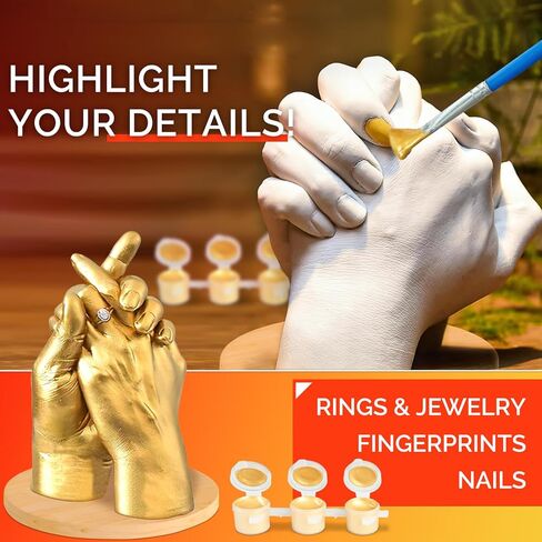 Hand Casting Kit for Couples - Anniversary Wedding Gifts for Him and Her, Plaster Hand Mold Casting Unique DIY Birthday, Christmas Gift for Husband, Wife, Friends, Women, Girlfriend Boyfriend in Kuwait