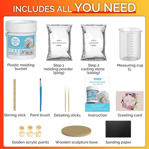 Hand Casting Kit for Couples - Anniversary Wedding Gifts for Him and Her, Plaster Hand Mold Casting Unique DIY Birthday, Christmas Gift for Husband, Wife, Friends, Women, Girlfriend Boyfriend in Kuwait