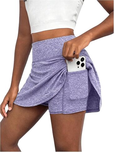 تنانير رياضية للفتيات من SweatyRocks، تنورة رياضية عالية الخصر على شكل حرف A مع جيب in Saudi Arabia