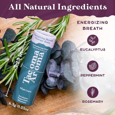 Essential Oils Balm Stick | Mystic Energy Aromatherapy Balm by Tacoma Aroma | Natural Beeswax Body Balm | Grapefruit, Lemongrass & Sandalwood Essential Oils Blend For Mindfulness | 6.5 grams in Kuwait