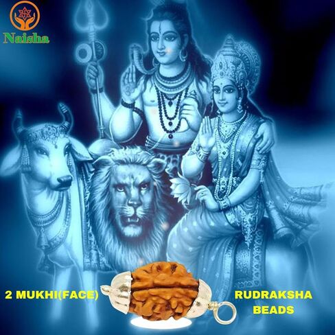 نايشا 2 موكي هيمالايا رودراكشا | رودراكشا ذات وجهين | خرز رودراكشا مع معلقة | (منتج روحاني وشفائي) أصلي ومعتمد 100%.. in Kuwait