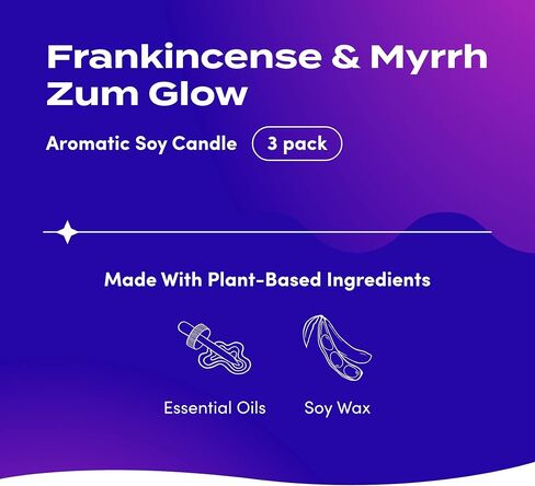 Zum Glow Soy Candle - Lavender Blends - Lavender, Lavender-Mint, Frankincense-Lavender - 7 oz (3 Pack) in Saudi Arabia